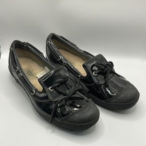 UGG AUSTRALIA ASHDALE Black Patent Leather Duck Water Shoes 1901 Women's Size 7